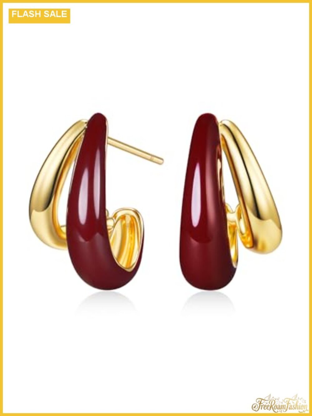 18K Gold Plated Sculptural Chunky Hoop Stud Earrings for Women